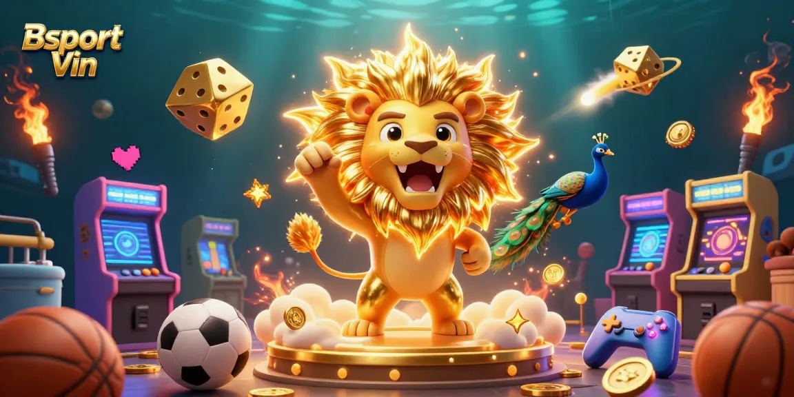 Bsport Vin engages players with thrilling sports betting action in a vibrant 3D illustration.