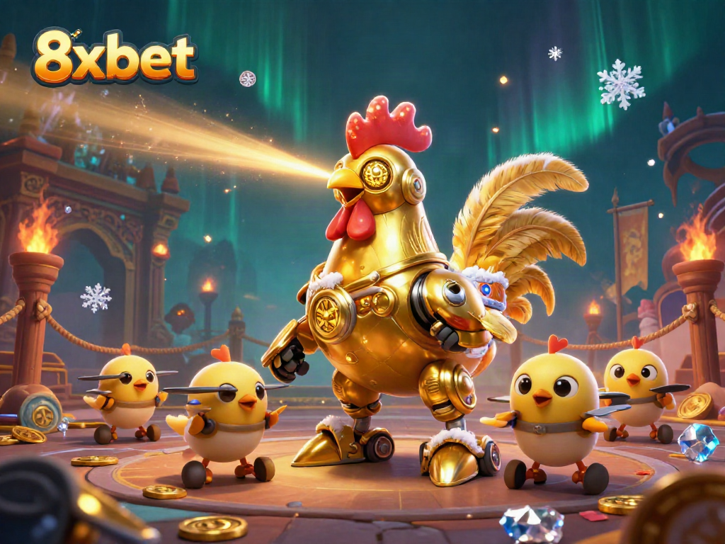 Experience thrilling gameplay with 8xbet at this vibrant online casino scene featuring unique characters.