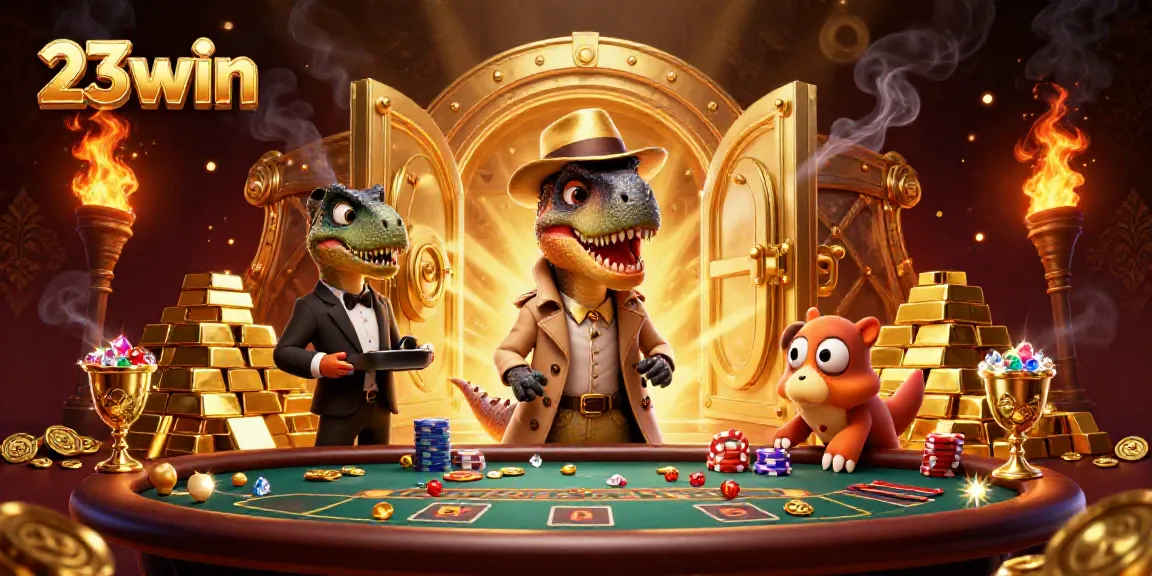 Experience the thrill of 23win as a velociraptor card counter blends into the blackjack scene.