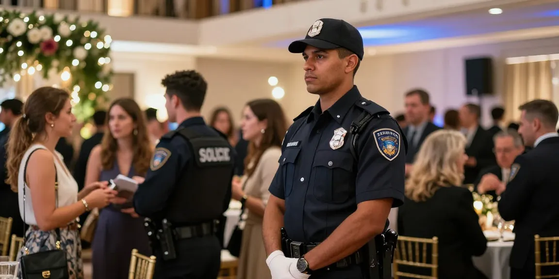 Private Security professionals ensuring safety at a community event, trusted provider nearby.