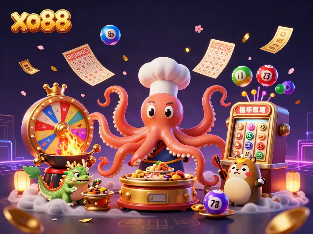 Engage with exciting jackpots and vibrant games at xo88, featuring slot machine dishes and dynamic elements.