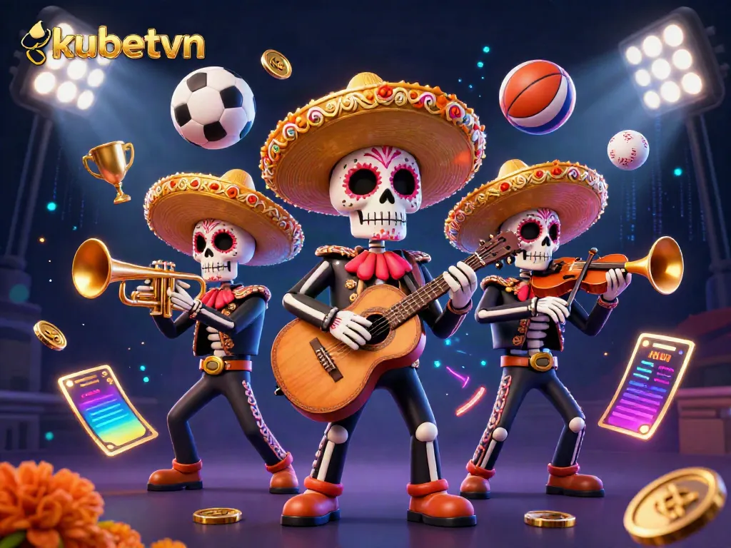 Experience the thrill of betting at kubetvn with a lively mariachi scene and dynamic sports elements.