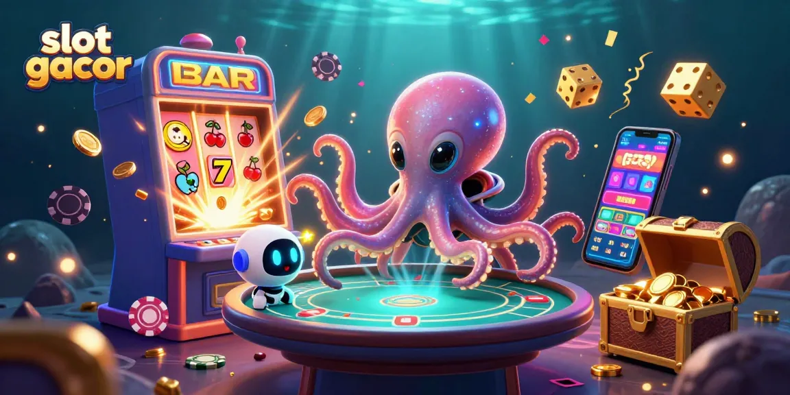 Engage in thrilling gameplay with slot gacor featuring an alien octopus at a holographic poker table amid a jackpot explosion.