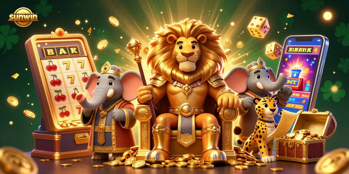 Experience winning moments at sunwin with a vibrant 3D casino scene featuring lively game elements.