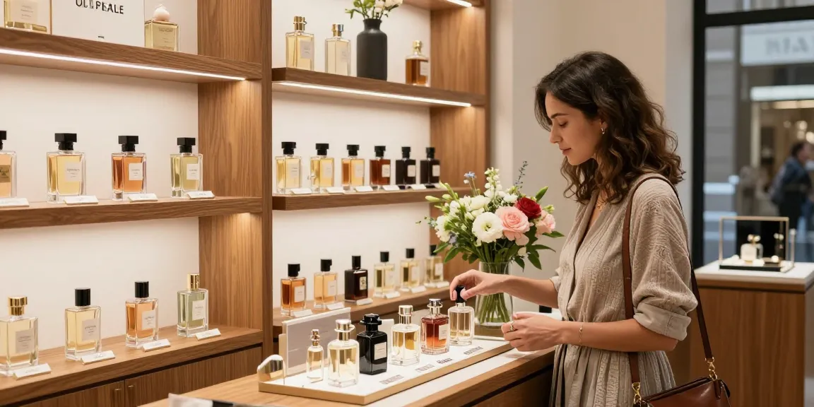 Experience Goldfield & Banks fragrances in a luxurious boutique setting with elegant display and floral decor.