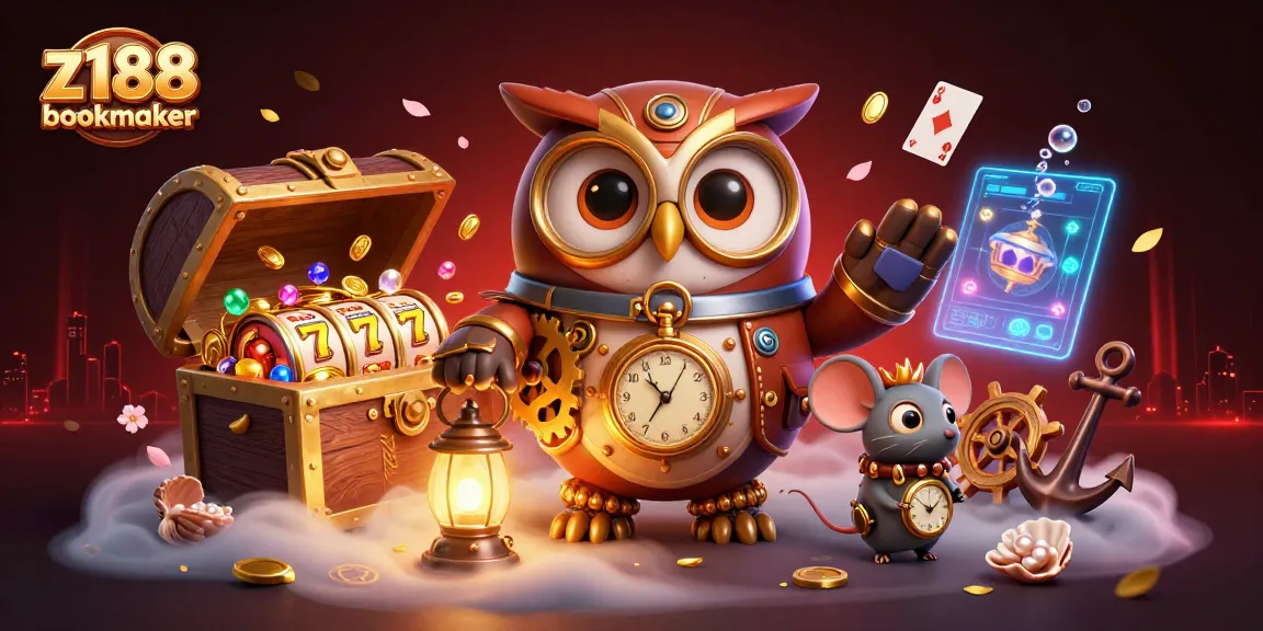Experience excitement at z188 bookmaker with this vibrant casino-themed illustration featuring dynamic game elements.