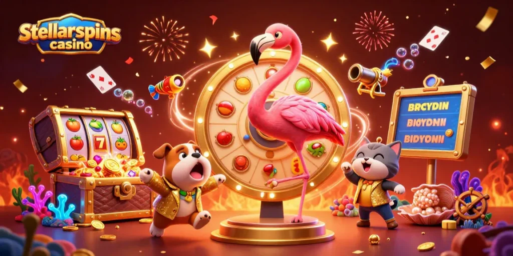 Experience excitement at stellarspins casino with vibrant characters and dynamic gaming elements.