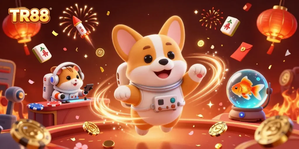 Experience thrilling games at TR88 casino with festive characters and dynamic visuals.