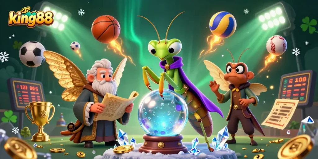 Engage with king88's dynamic betting scene featuring characters and sports elements.